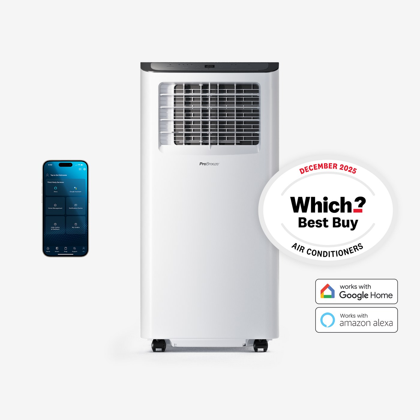 Aire acondicionado portátil Pro Breeze 9 000 BTU Wi-Fi