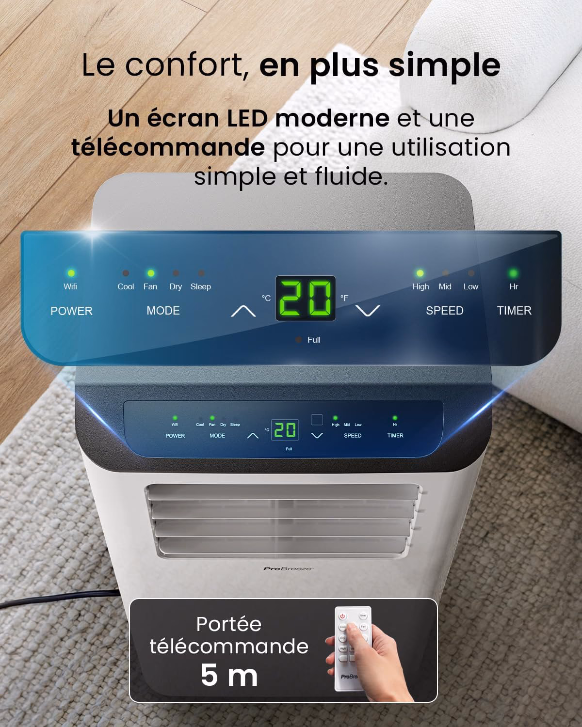 4 roulettes pivotantes 360° pour mobilité totale entre les pièces