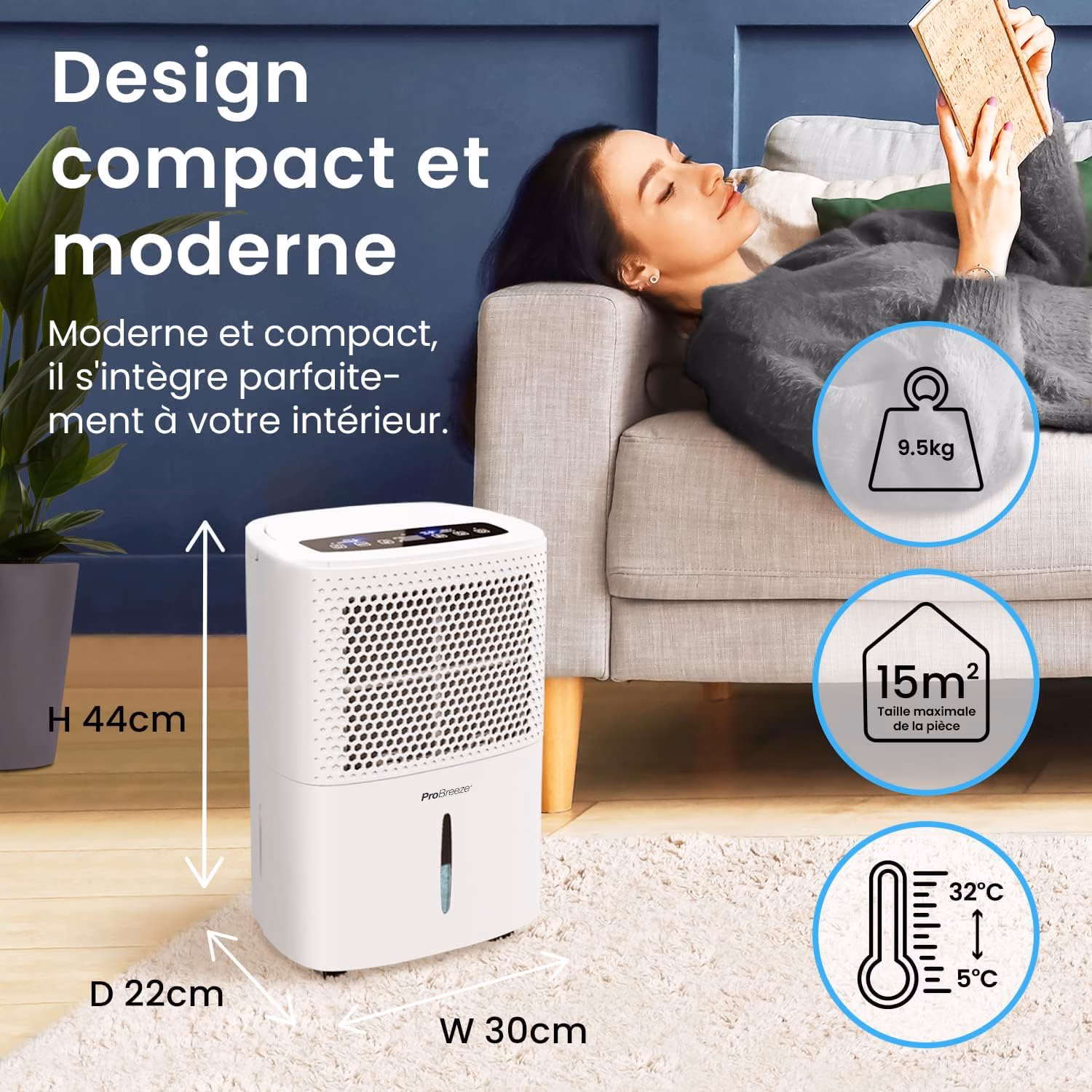 Panneau de contrôle tactile intelligent avec affichage humidité en temps réel