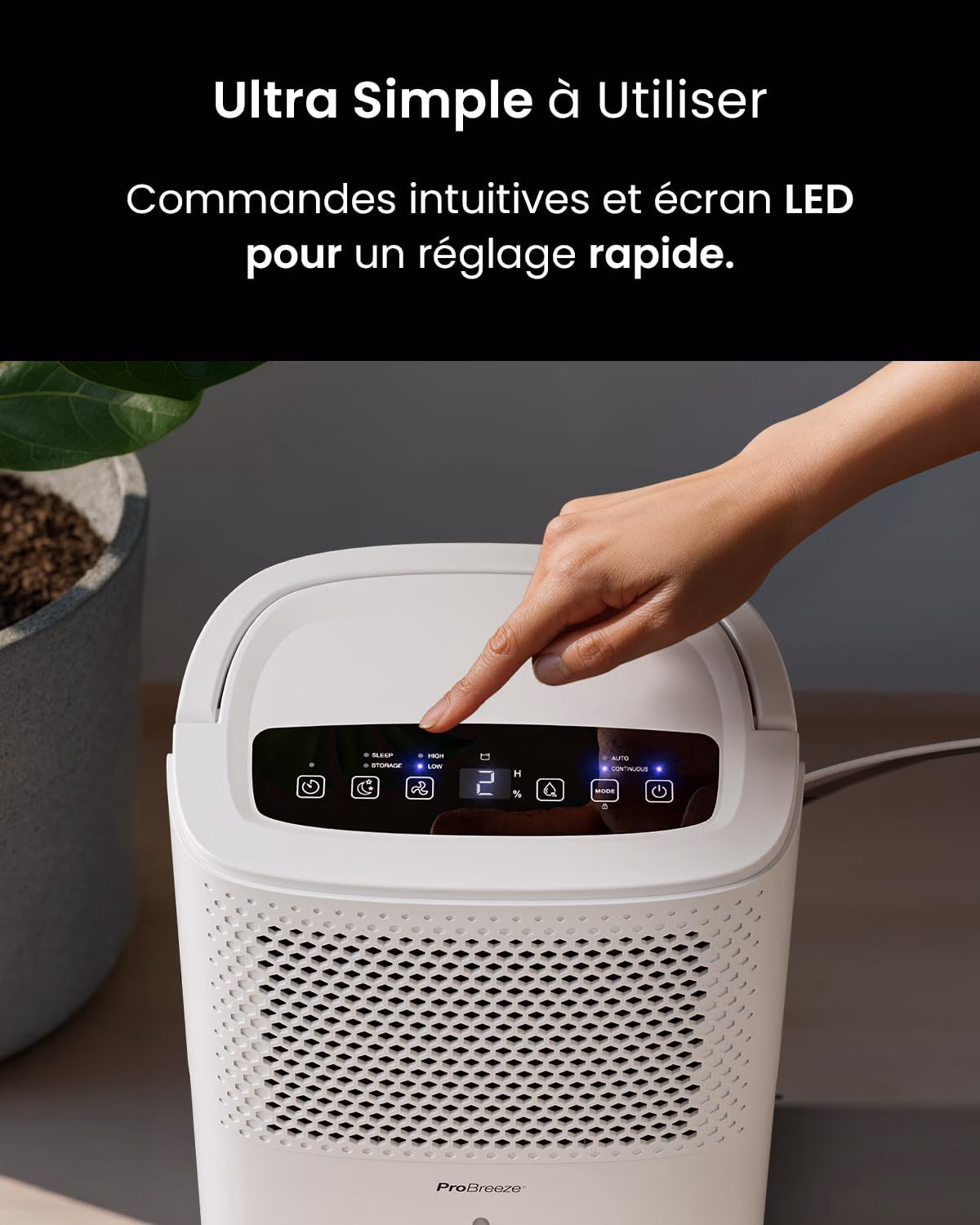 Réservoir 1,8L avec drainage continu pour autonomie prolongée