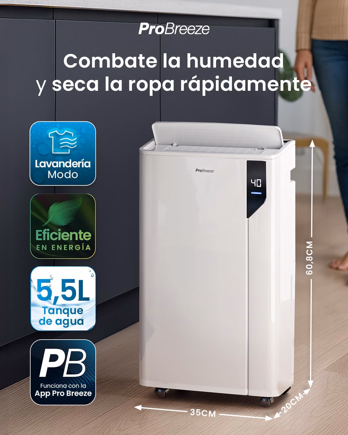Función oscilación automática 90° para cobertura óptima