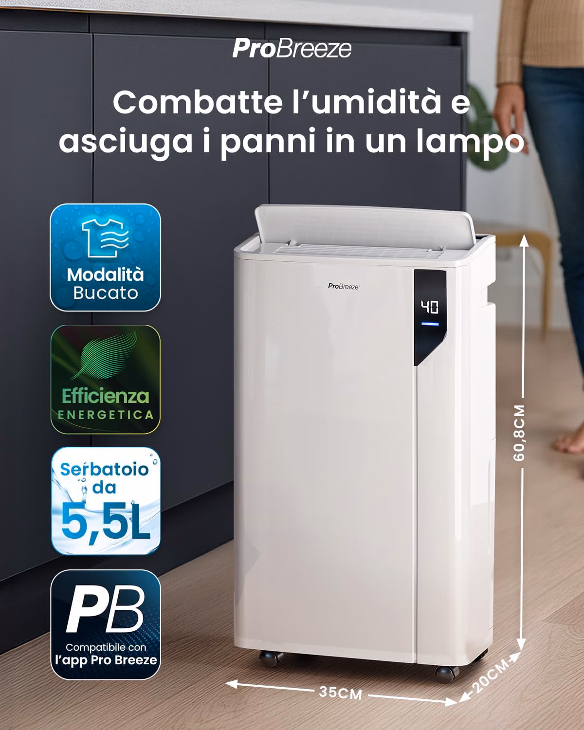 Funzione oscillazione automatica 90° per copertura ottimale
