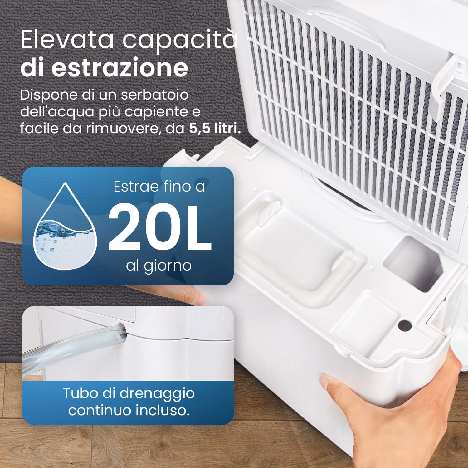 Pannello di controllo digitale e serbatoio 5,5L