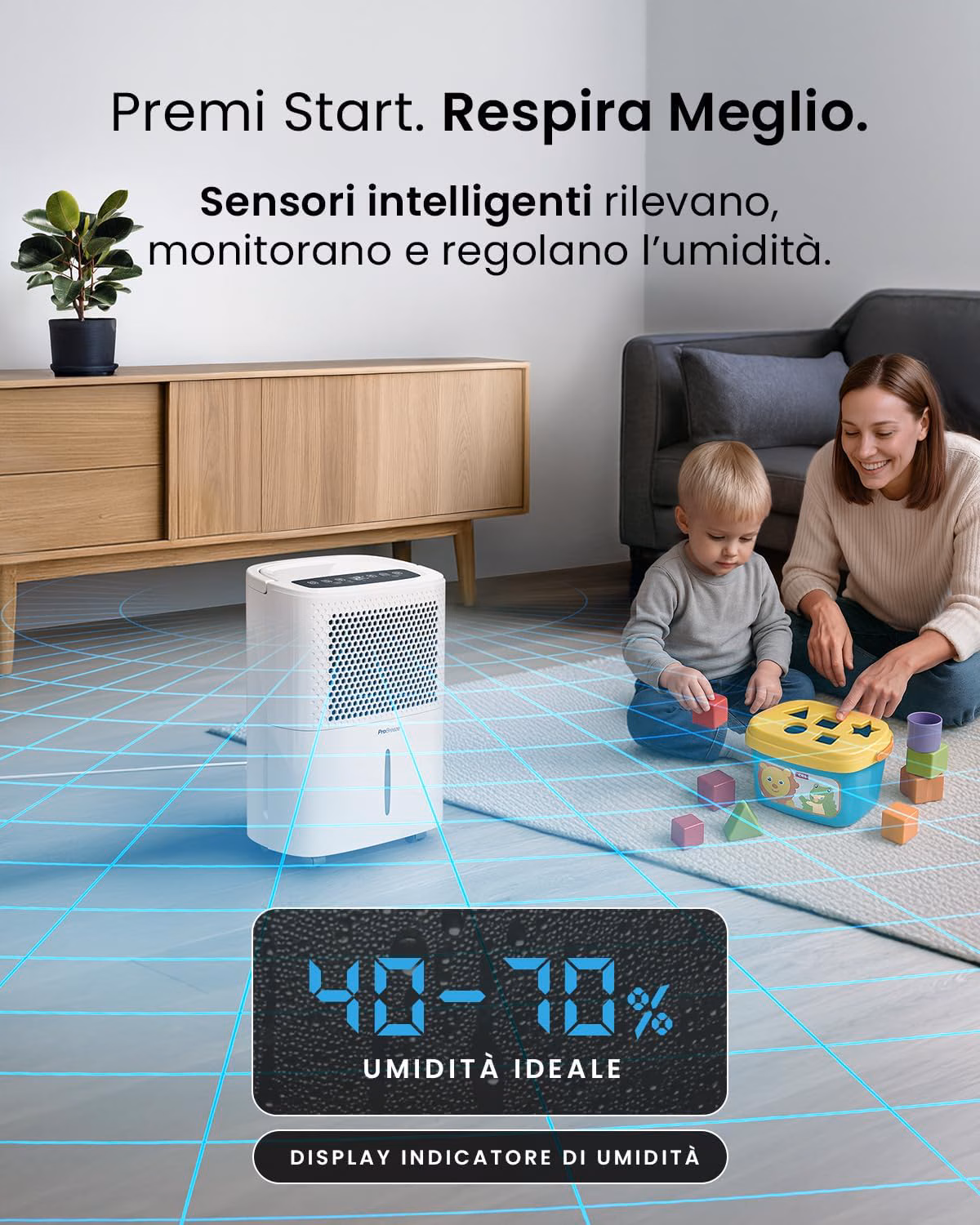 Sensore umidità intelligente con display LED